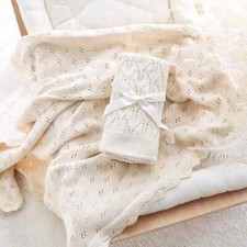 New Knitted Baby Blankets Newborn Baby Shower Gift Cotton Swaddle Wrap Crib Lace