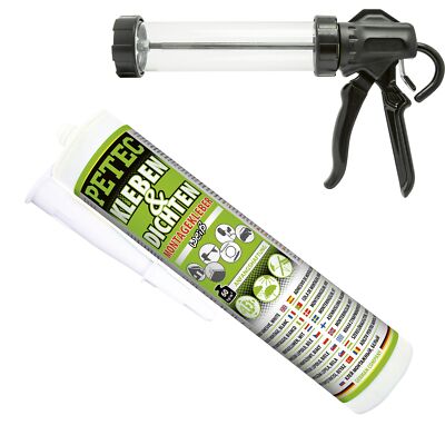 Petec Glue & Seal White 290ml + Squeeze Gun