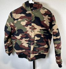 Walls Blizzard Pruf Vintage Youth Boys Camo Canvas Hooded Jacket Size XL 16/18