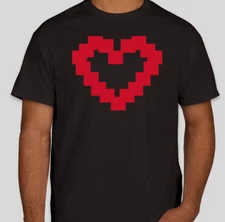 Valentines Retro 8 Bit Video Game Pixelated Heart Short-Sleeve T-Shirt S-3XL