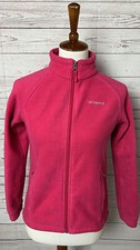 Columbia Fleece Jacket Pink Zip Up Coat Size L 14/16 Pockets Mock Neck