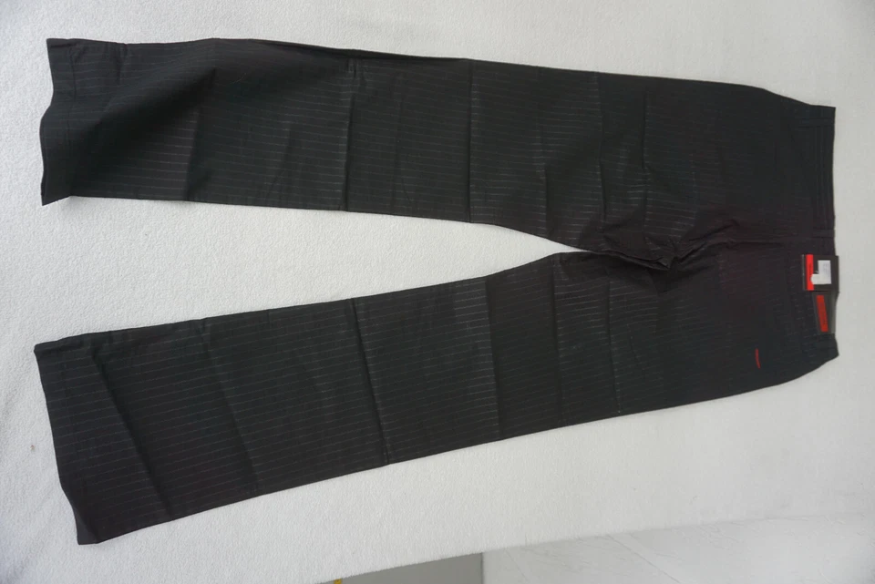 Signum Denver Hombre Confort Fit Pantalón Rayas 33/34 W33 L34 Fino Negro Nuevo - Imagen 2 de 4