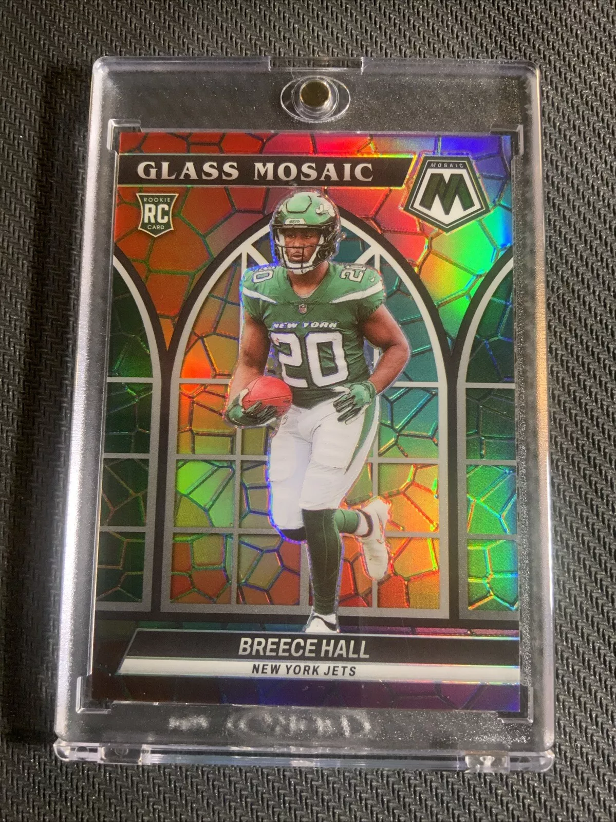 Breece Hall 2022 Panini Mosaic RC Glass Mosaic Case Hit SP #GM-25 Jets