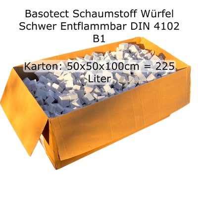 Basotect  Akustik Schaumstoff Flocken in Würfelform. Kartoninhalt 225 Liter.