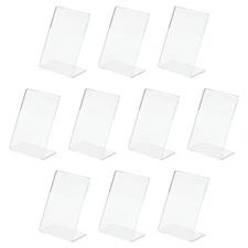 10Pcs Slant Back Acrylic Sign Holder 3.5 x 2.4 Inch Sign Display Holders