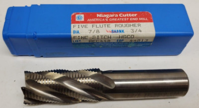 NEW-Niagara Cutter-EDP# 44813, 7/8'' Dia.-3/4'' Shank -5 Flute-Rougher -Fine-HSCO