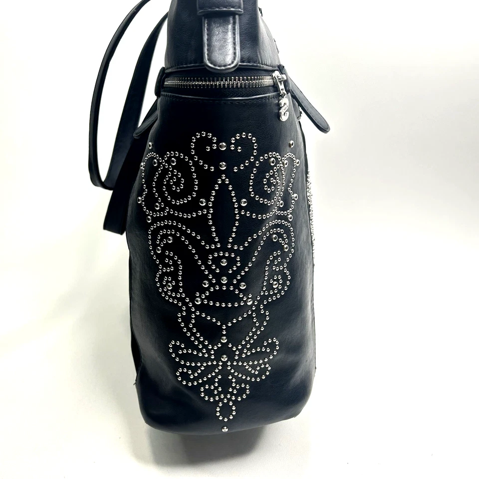 Bolso Hobo Desigual ROTTERDAM BLONDIE Negro Plateado Cuero Sintético Tachonado Foto 4 de 4