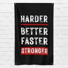 Harder Better Faster Stronger 3x5 ft Gym Flag Fitness Body Building