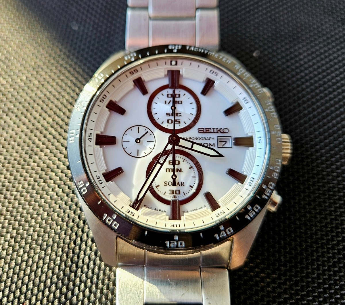 Seiko Solar V176-0AV0 Chronograph 100M Sapphire Crystal | eBay