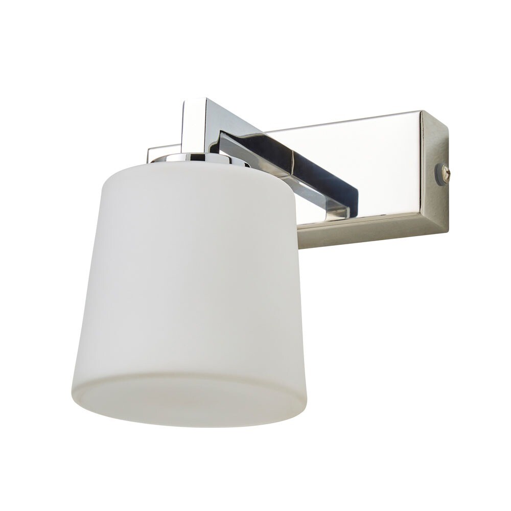 Litecraft Nith Wall Light Bathroom IP44 1 Arm With White Shade- Chrome Clearance