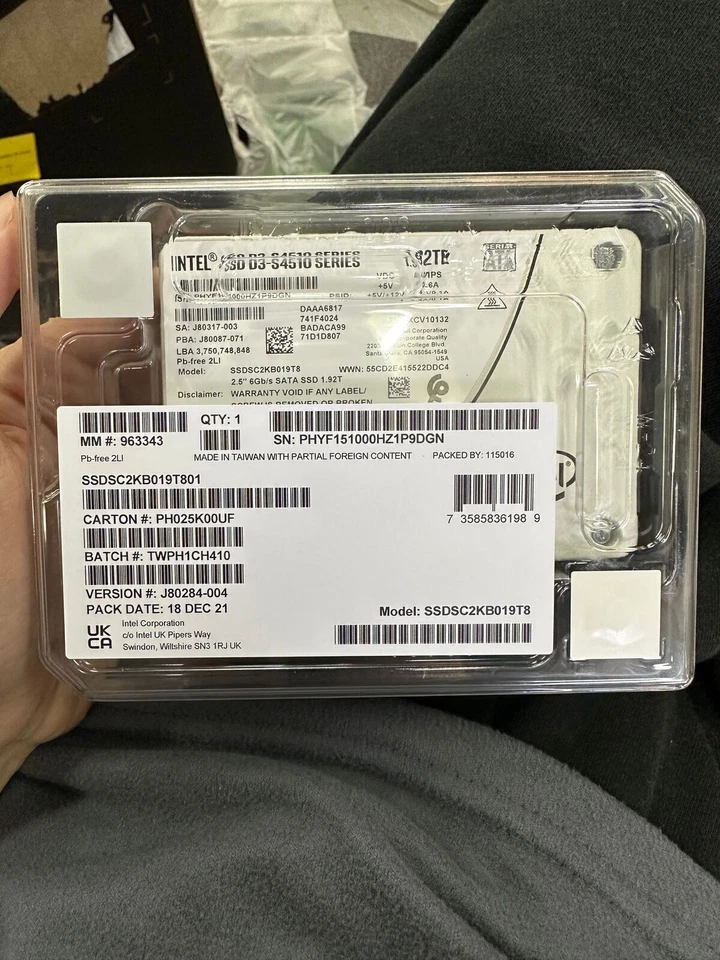 Intel SSD DC S4510 240GB 480GB 960GB 1,92TB 3,84TB 7,68TB2,5"SATA III 6Gb/s SET