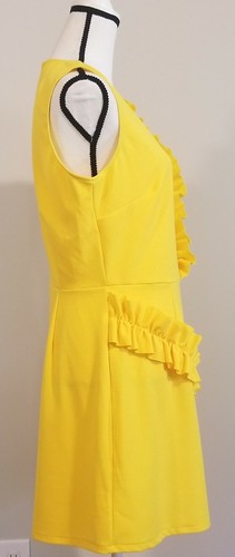 Asos Mini Dress With Frills Details Yellow Size 10 - Picture 2 of 11