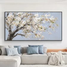 Hand Painted Flowers Tree Oil Painting On Canvas Morden Decorative Wall Art