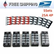 5Sets 4 Positions Dual Row Screw Terminal Electric Barrier Strip Block 600V 25A