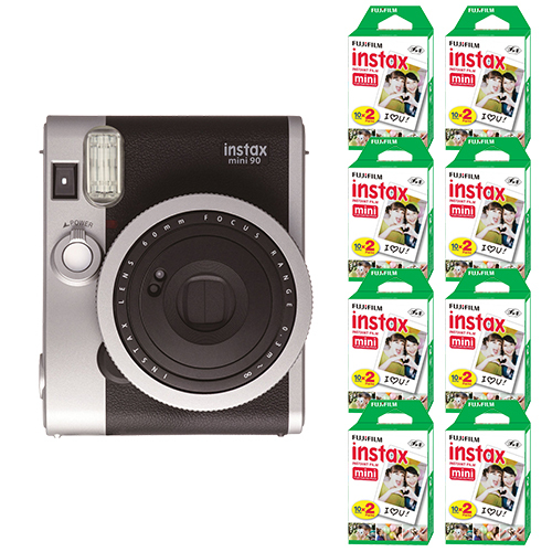 Fujifilm INSTAX Mini 90 Neo Classic Fuji Instant Camera Black 160 Sheets  Film