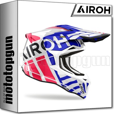 AIROH HELMET CROSS MOTORBIKE STB55 STRYCKER BRAVE BLUE RED GLOSS SZ. M