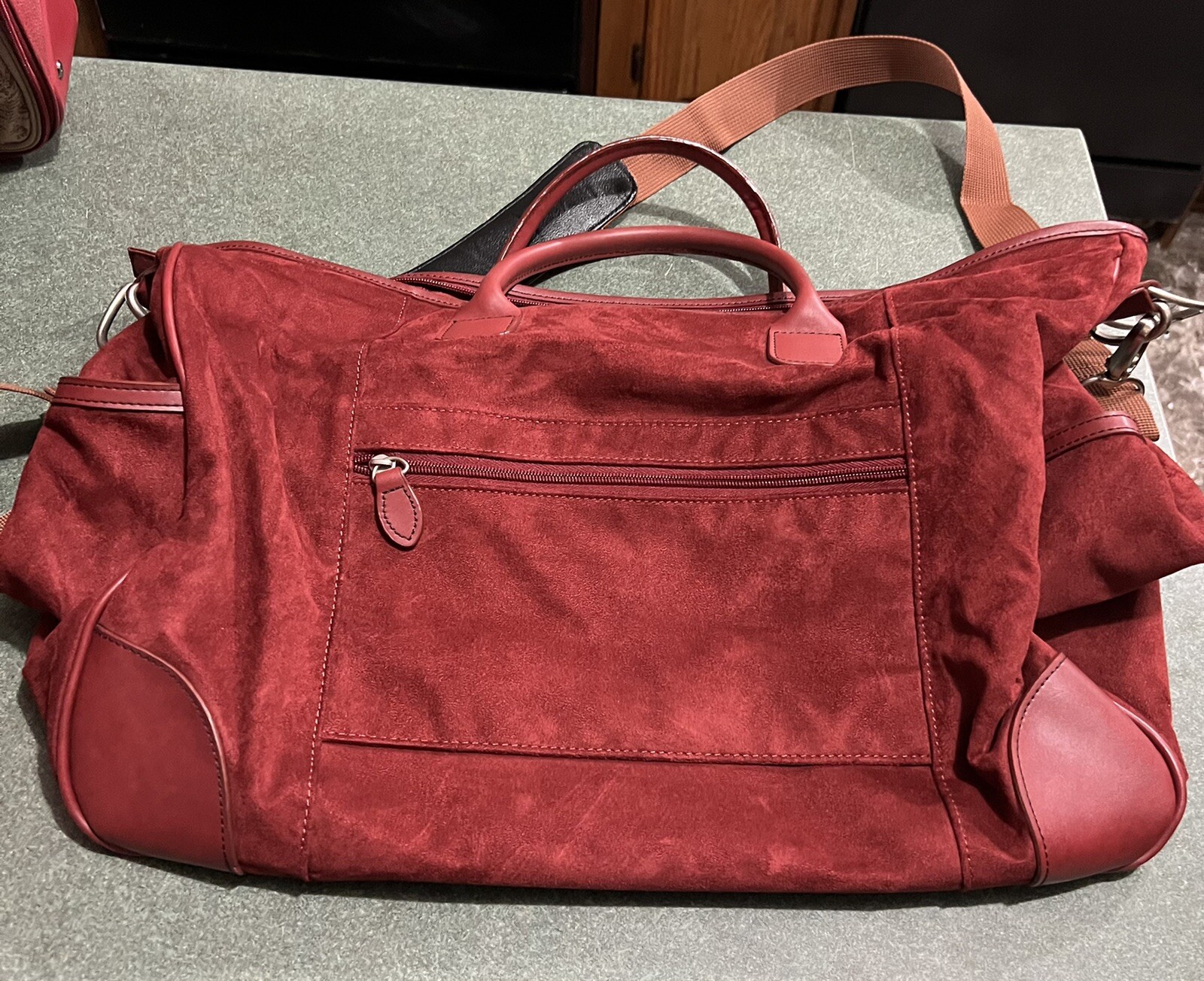 Jump Paris "Boyt" Cranberry Leather Garment Roller Luggage Bag 19