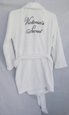 Victoria's Secret Plush White Short Cozy Plush Robe With Logo ~ Size M/L  EUC