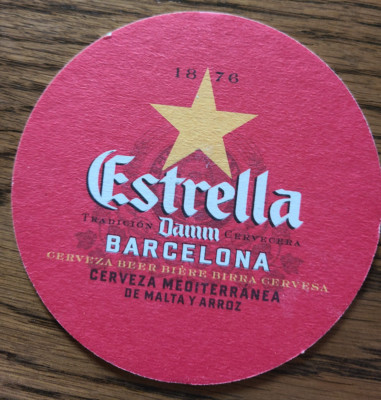 Neuer runder Bierdeckel Estrella Damm Barcelona