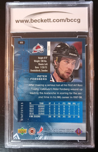 1998-99 SPx Top Prospects Highlight Heroes #H10 Peter Forsberg BCCG 9 Near Mint - Picture 2 of 2