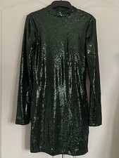 Zara Short Sequin Green Dress Party Sz M BNWT