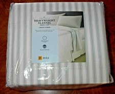 Kohls Home Classics Heavyweight Cotton Flannel Green Stripe Full Sheet Set NEW