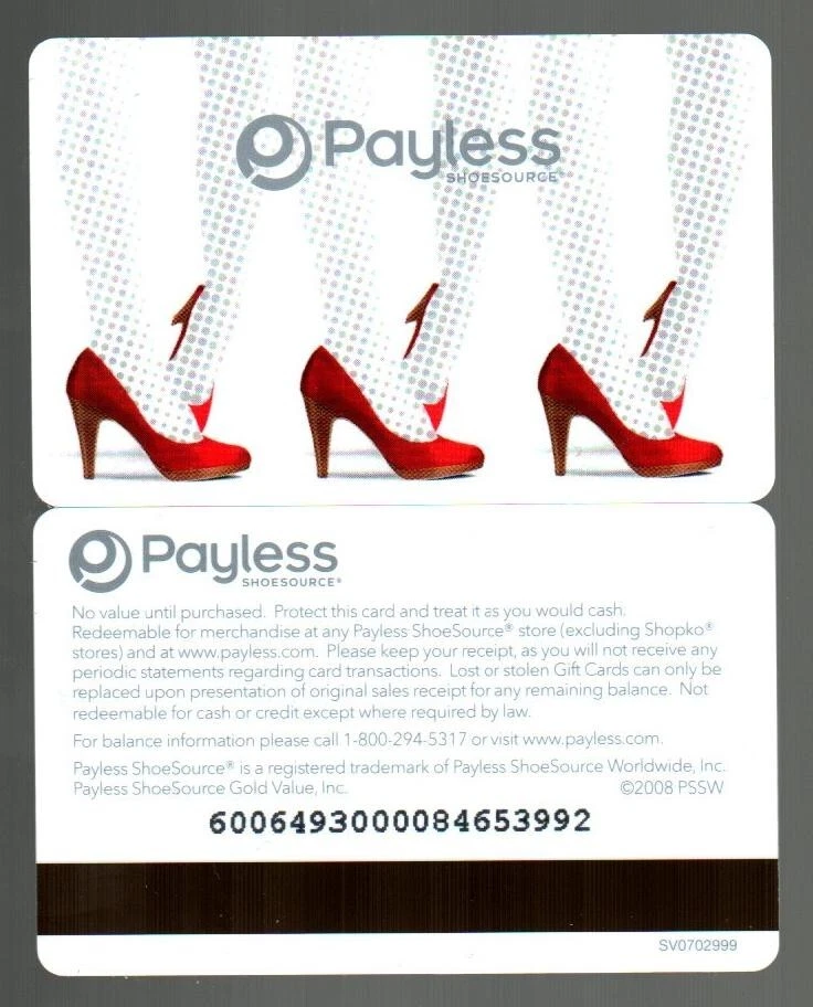 Payless shoes sales gift card