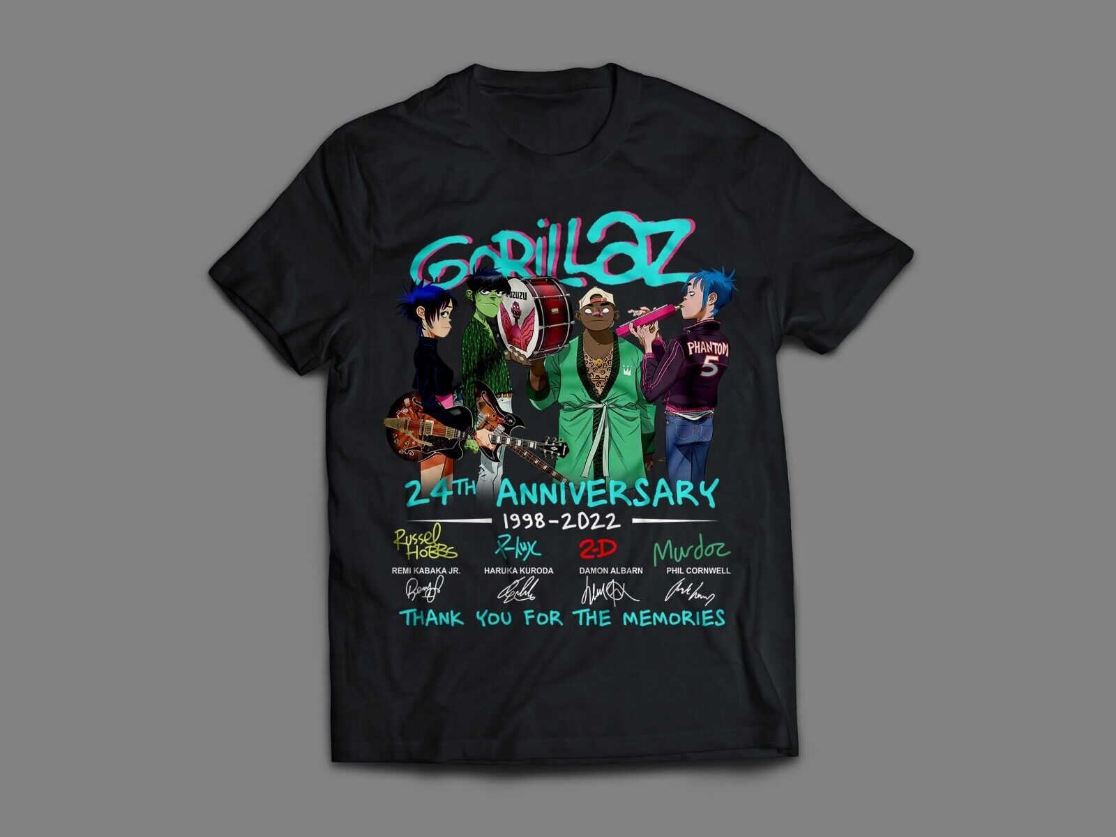 Gorillaz 24TH Anniversary 1998-2022 T-Shirt
