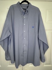 Chaps Stretch Easy Care Big Man Houndstooth Long Sleeve Dress Shirt Blue 4XB