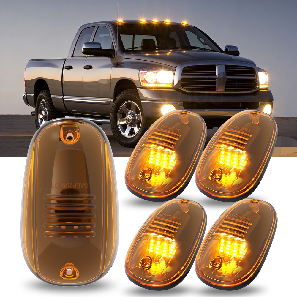 Set De 5 Luces Marcadoras De Techo ámbar Ahumado Para Dodge Ram 1500-4500 2003-2019, LEDs De 24 Luces