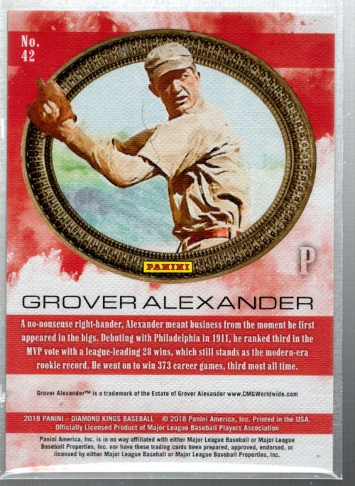 A3150- 2018 Diamond Kings Brown Frame #42 Grover Alexander /49 - NM-MT - Image 2 of 2