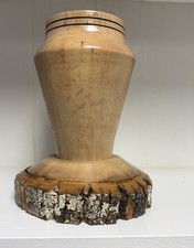 Solid Wood Vase Hand Turned With Tree Bark