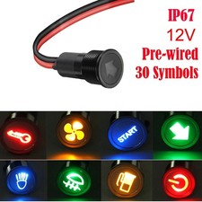 8mm 12V LED Indicator Dash Warning Light Waterproof Motorcycle Truck Marine Lamp