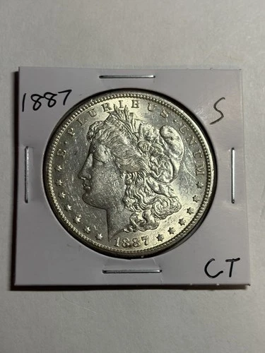 1887-S $1 Morgan Silver Dollar Attractive AU/UNC Tougher Date