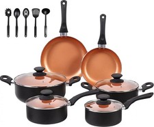Ceramic Cookware Set Nonstick 15 Piece Pots Pans Oven Safe Heavy Duty Easy Clean