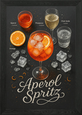 Aperol Spritz Poster - Orange Itali gerahmtes Wandbild Poster Leinwanddruck Bild