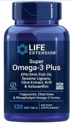 Life Extension Super Omega-3 Plus EPA/DHA Fish Oil Sesame Lignans Olive 120 SG