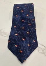 Vtg John Henry Men  s Tie 100 Sill Navy Print Novelty Necktie made in USA