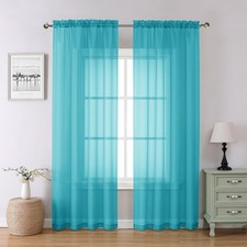 Chyhomenyc Turquoise Sheer Curtains 84 42"W x 84"L Pack of 2 ,