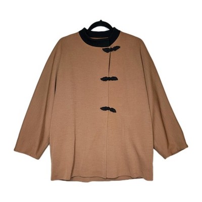 Yeohlee Women's Brown Collared Frog Closure Lined Mid-Length Jacket Size 4