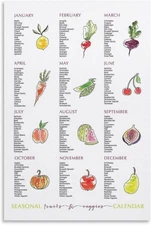 Seasonal Fruit And Vegetable Wall Decor - Food Type Chart Posters Style