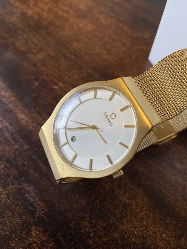 Obaku Harmony - Reloj vintage de acero inoxidable de malla dorada de los años 2000. Modelo V123GGIMG Foto 2 de 4