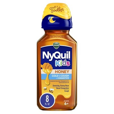 Vicks Nyquil Kids Honey 8 Ounce Nighttime Cold Cough Congestion Relief