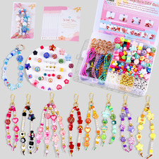 Wurosi 865 Pcs Bead Keychain Kit, DIY Bead Keychain Making Kit, Bag Charm Kit wi