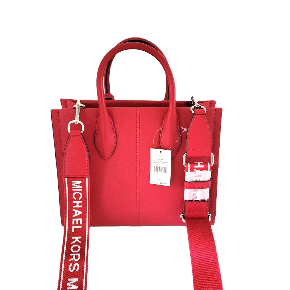 Сумочка через плечо Michael Kors модель Mirella Small Shopper на молнии сверху цвет темной малины - Изображение 4 из 4