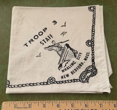 Vintage TROOP 3 STAFF New Bedford, Massachusetts NECKERCHIEF BSA Whaling City