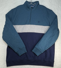 IZOD 1/4 Zip Sweater Mens XL Blue Advantange Performance Stretch Pullover