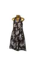 Ann Taylor Women Brown Floral Halter Tie Neck Fit Flare Dress 10
