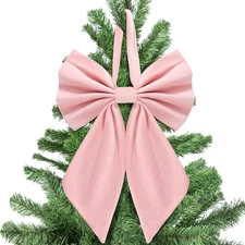 Janinka Christmas Tree Topper Bow 22, Large 22 inches by 12.5 inches, Pink 