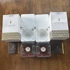 Luminara Real Flame Effect Red Berry Ornament Tealight W/Remotes Set (2) NIB